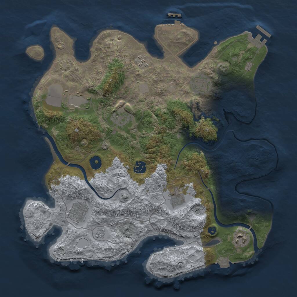 Rust Map: Procedural Map, Size: 3500, Seed: 1206165272, 14 Monuments