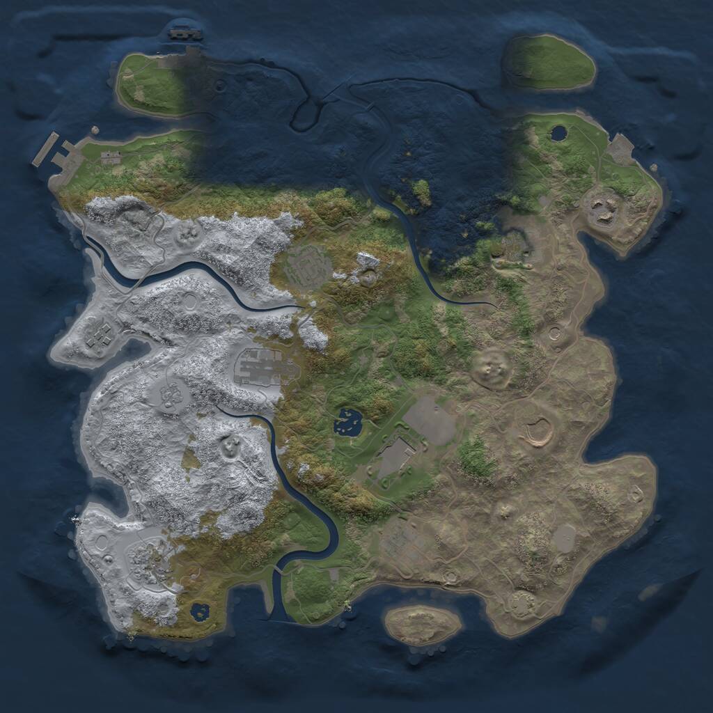 Rust Map: Procedural Map, Size: 3700, Seed: 1901366583, 16 Monuments