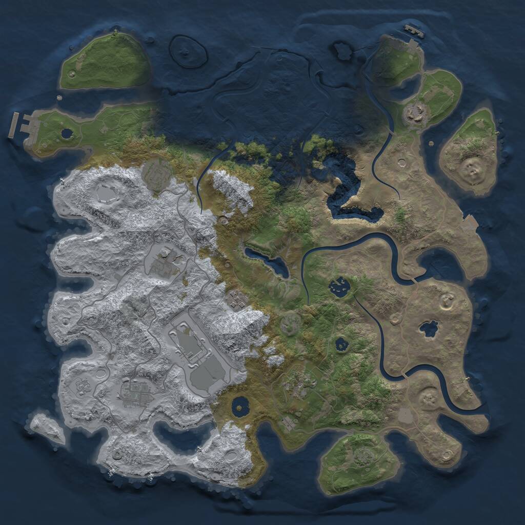 Rust Map: Procedural Map, Size: 4000, Seed: 1157776986, 14 Monuments