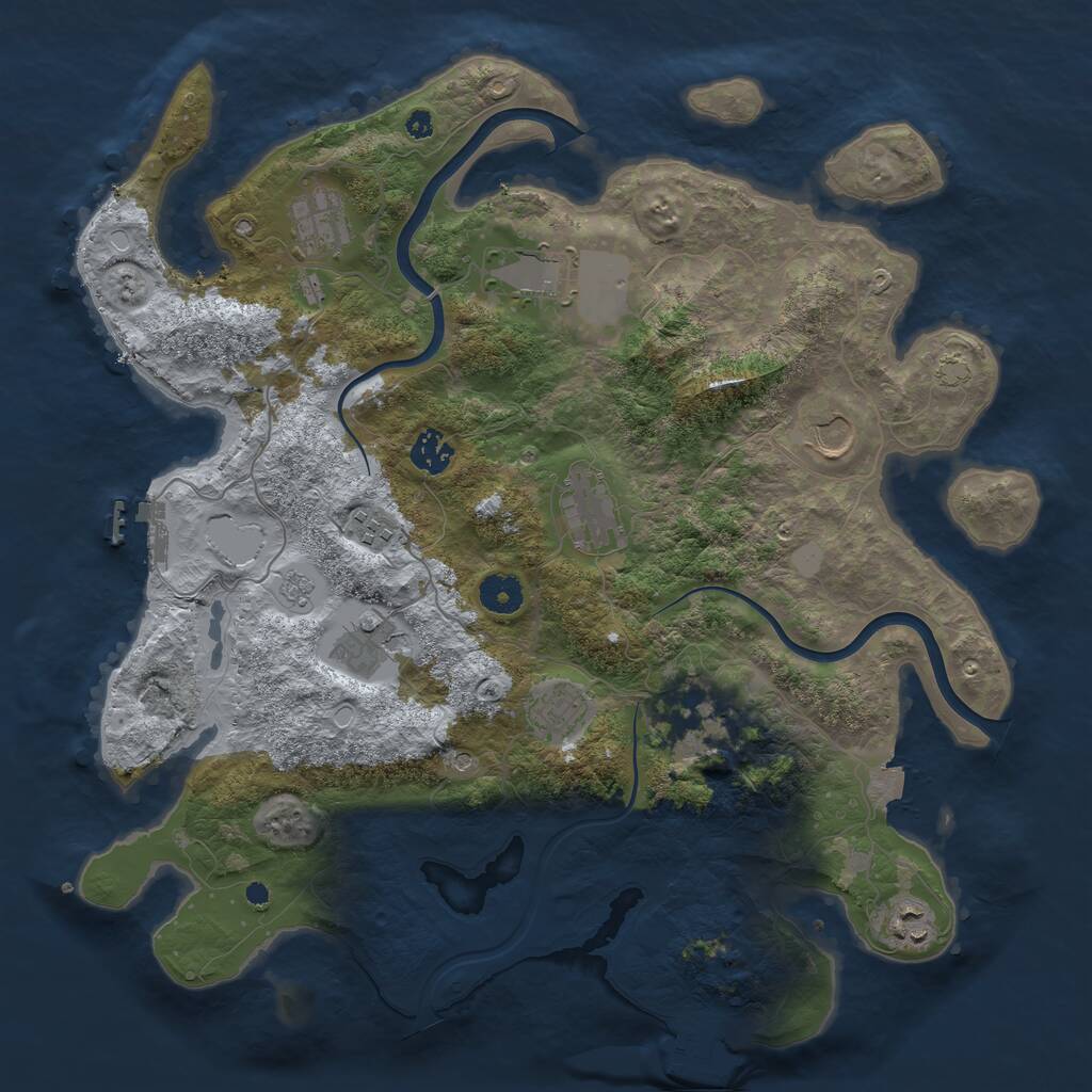 Rust Map: Procedural Map, Size: 3900, Seed: 4445, 16 Monuments