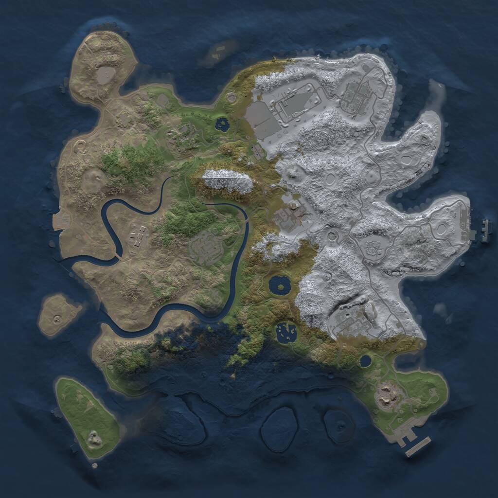 Rust Map: Procedural Map, Size: 3500, Seed: 414621349, 15 Monuments