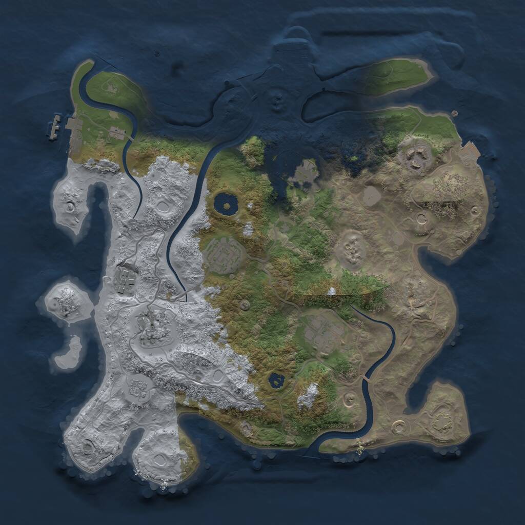 Rust Map: Procedural Map, Size: 3300, Seed: 28814992, 12 Monuments