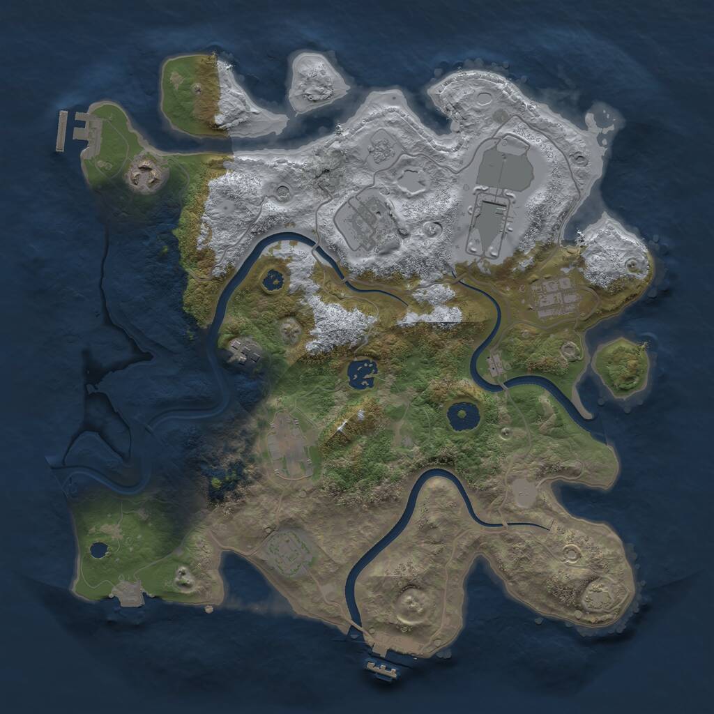 Rust Map: Procedural Map, Size: 3500, Seed: 621327655, 14 Monuments
