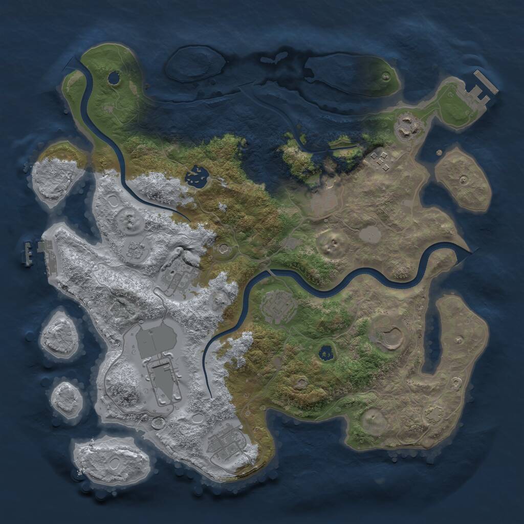 Rust Map: Procedural Map, Size: 3500, Seed: 419454, 15 Monuments