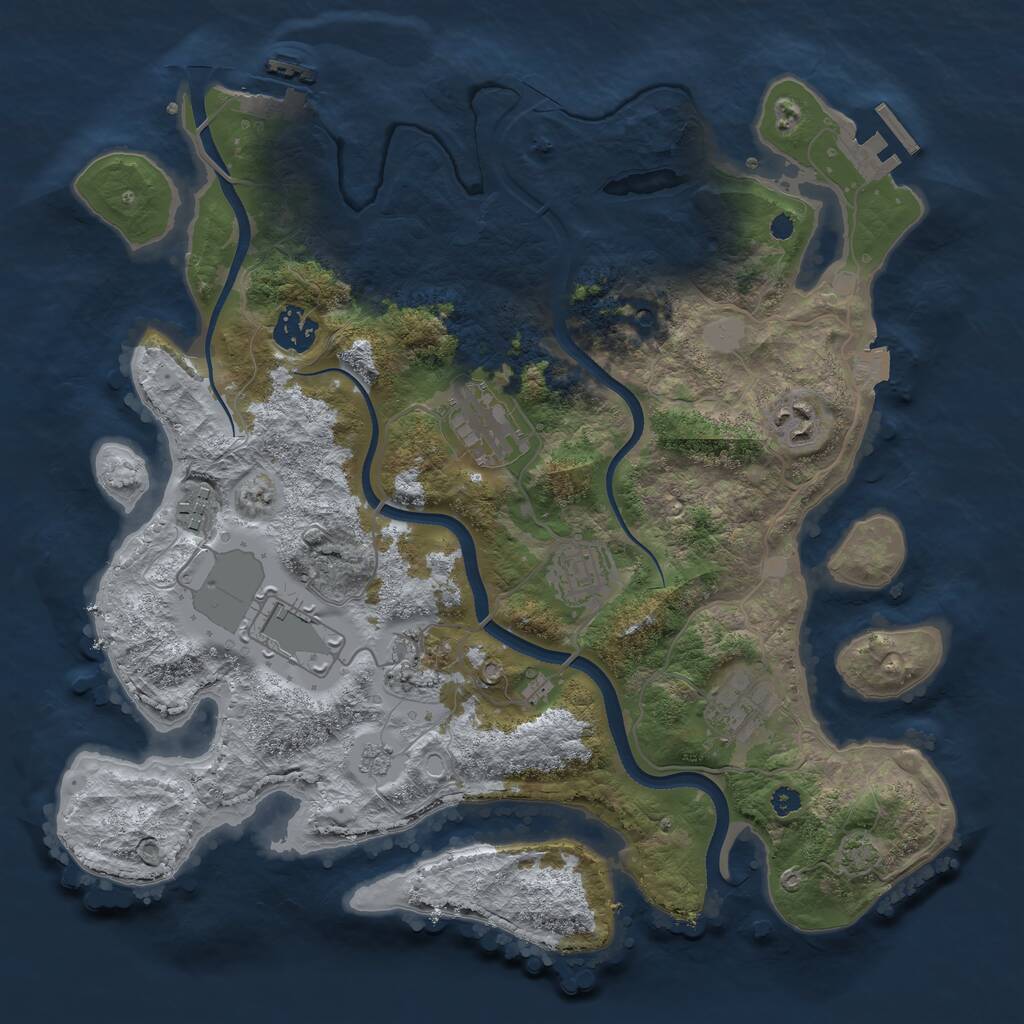 Rust Map: Procedural Map, Size: 3500, Seed: 217070649, 14 Monuments