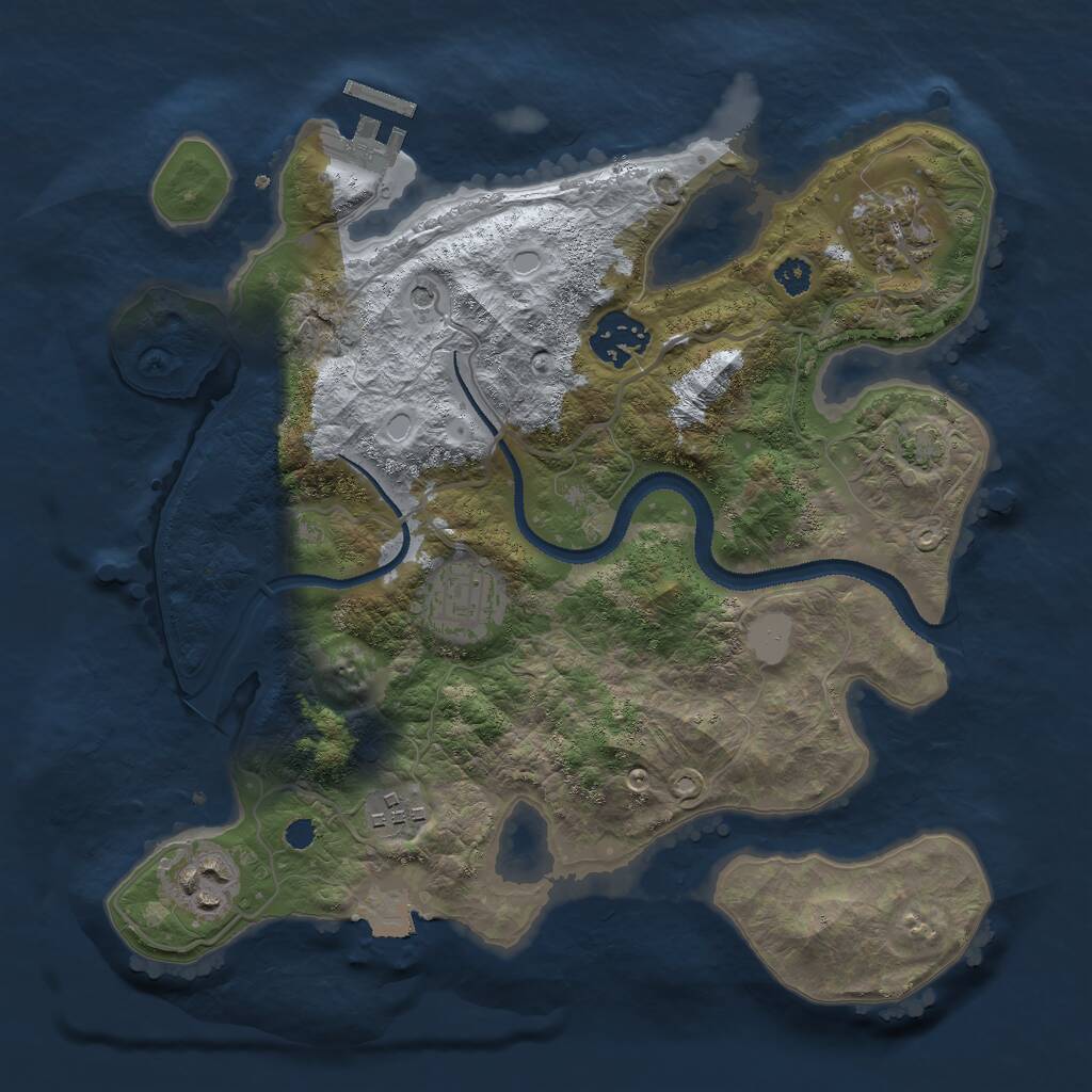 Rust Map: Procedural Map, Size: 3000, Seed: 22480, 9 Monuments