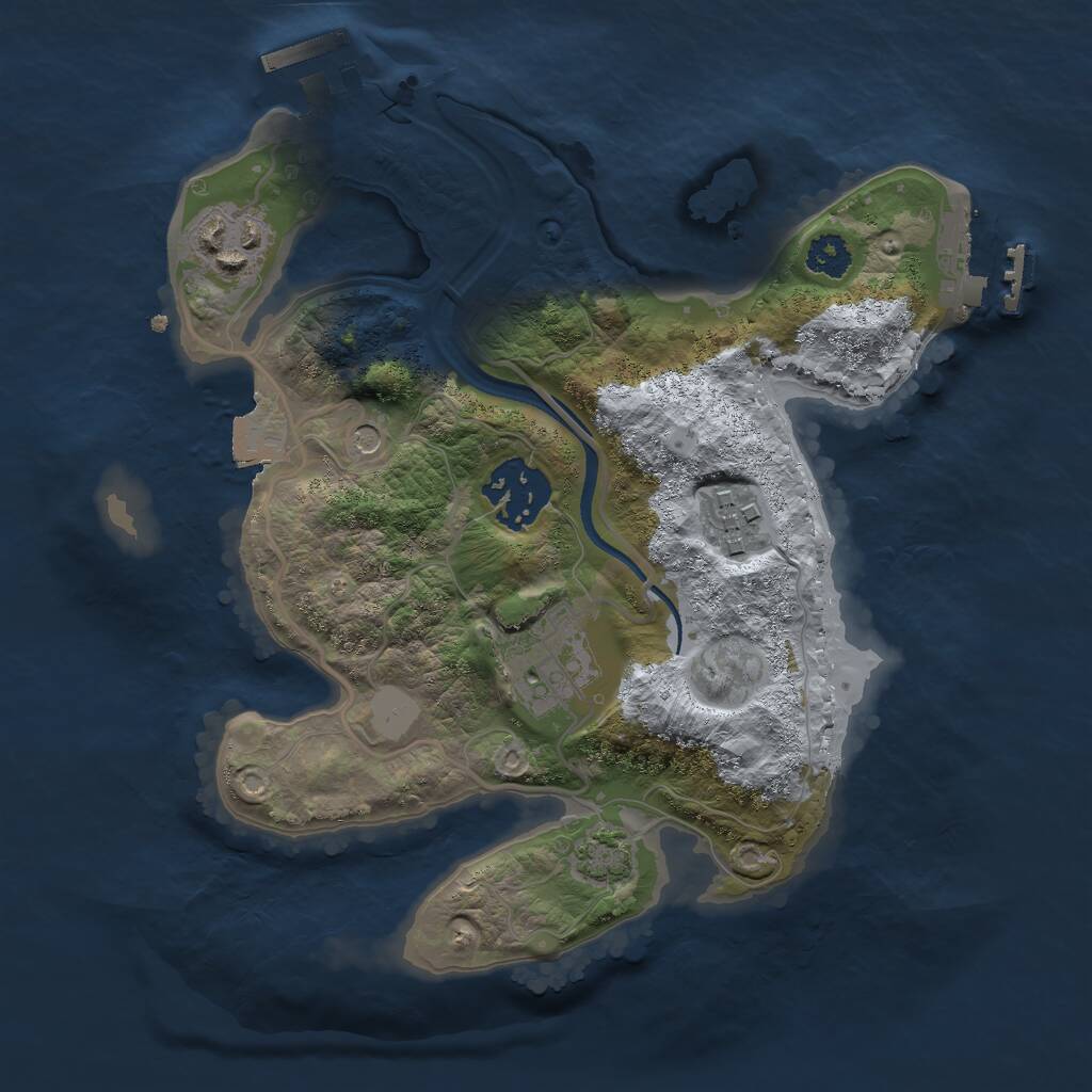 Rust Map: Procedural Map, Size: 2500, Seed: 499076760, 9 Monuments