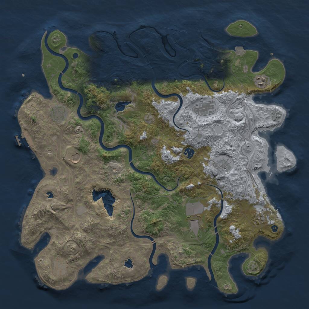 Rust Map: Procedural Map, Size: 4500, Seed: 607382512, 16 Monuments