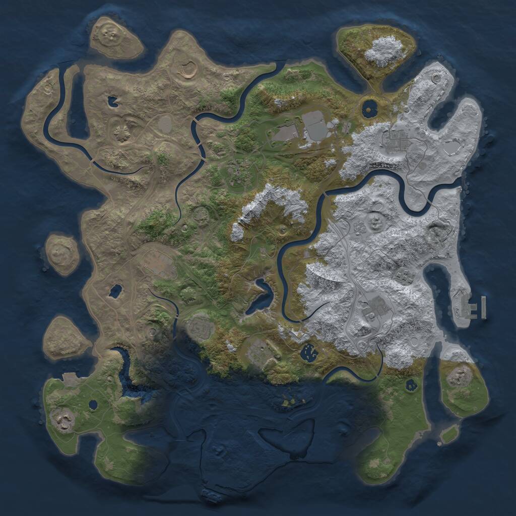 Rust Map: Procedural Map, Size: 4500, Seed: 1271665435, 17 Monuments