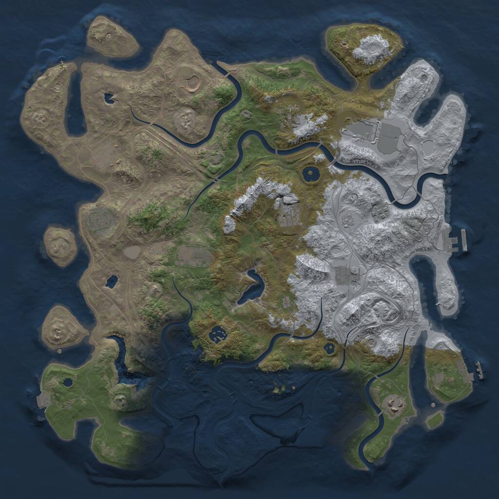 Rust Map: Procedural Map, Size: 4500, Seed: 1271665435, 17 Monuments