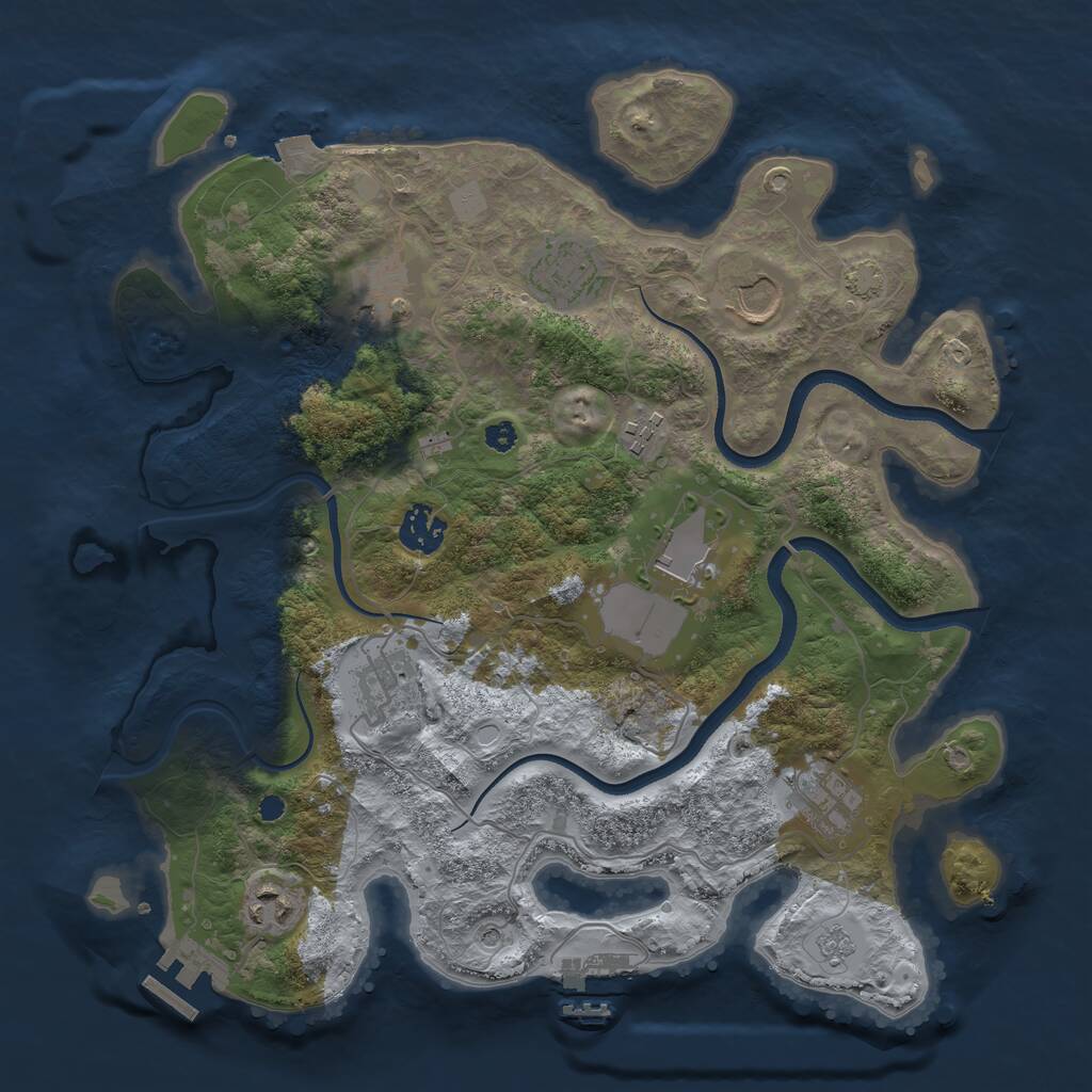 Rust Map: Procedural Map, Size: 3500, Seed: 43333, 15 Monuments
