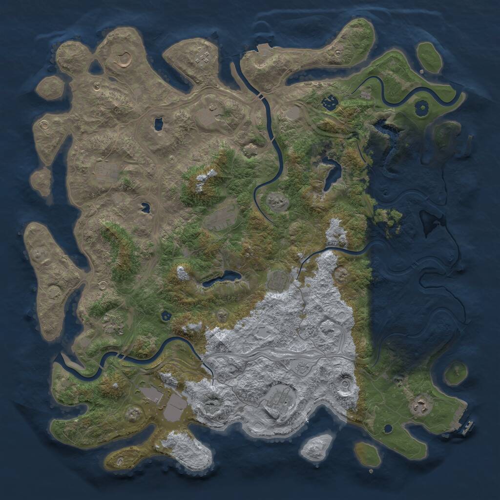 Rust Map: Procedural Map, Size: 4900, Seed: 1900827762, 17 Monuments