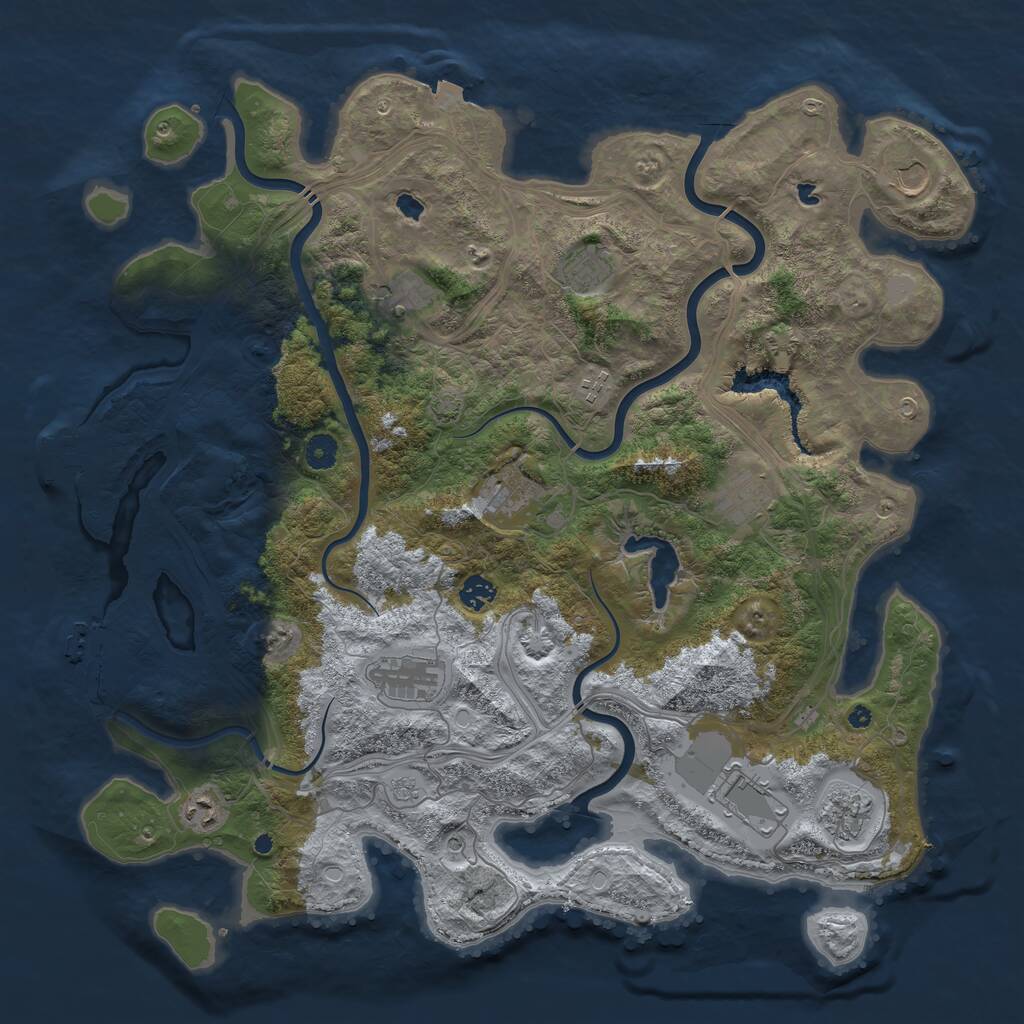 Rust Map: Procedural Map, Size: 4500, Seed: 1412796344, 17 Monuments