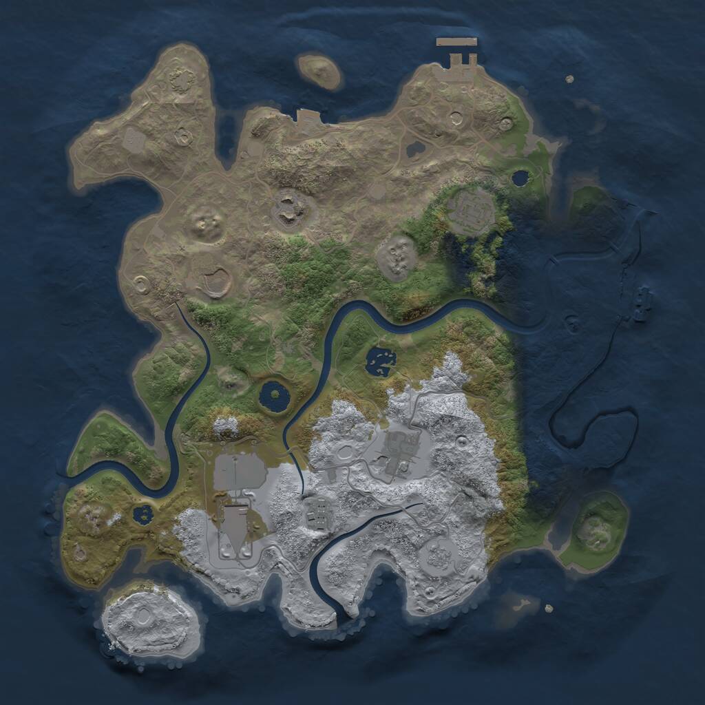 Rust Map: Procedural Map, Size: 3500, Seed: 1733623418, 13 Monuments