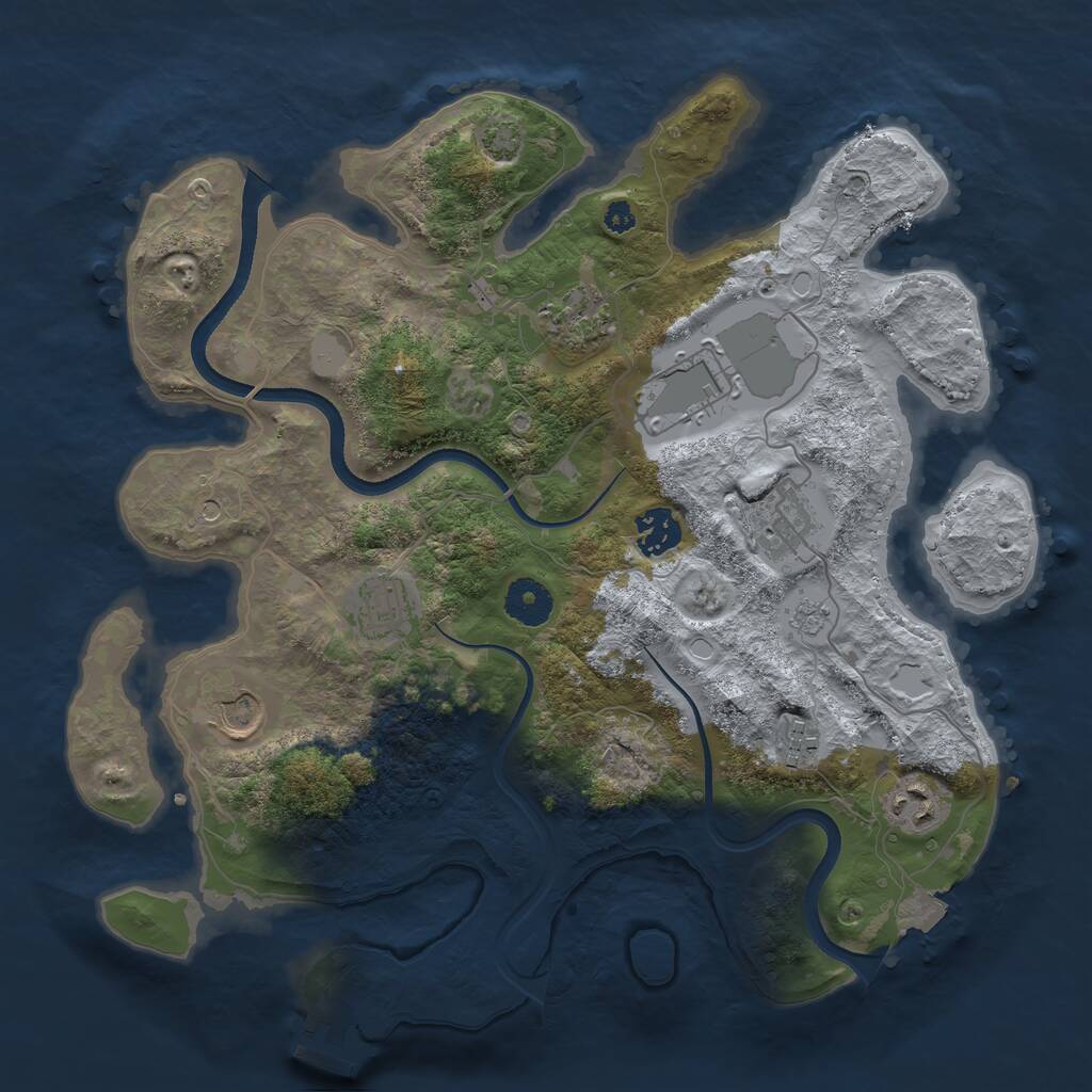 Rust Map: Procedural Map, Size: 3500, Seed: 390851856, 13 Monuments