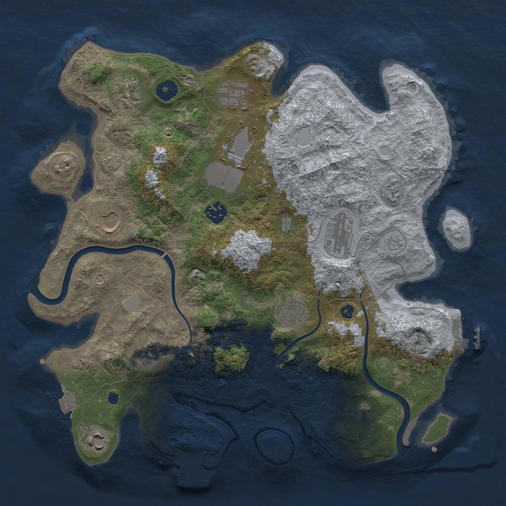 Rust Map: Procedural Map, Size: 3700, Seed: 1207103538, 15 Monuments