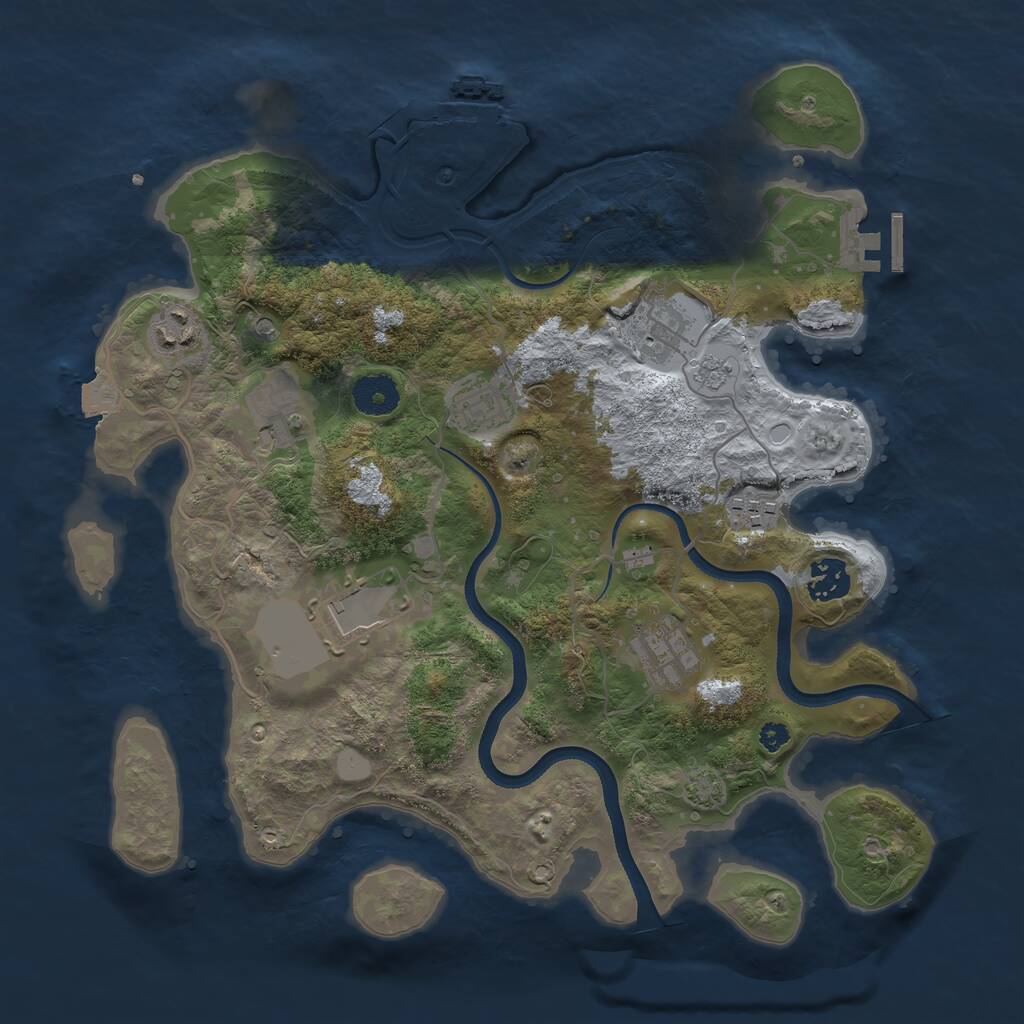Rust Map: Procedural Map, Size: 3500, Seed: 1706549874, 14 Monuments