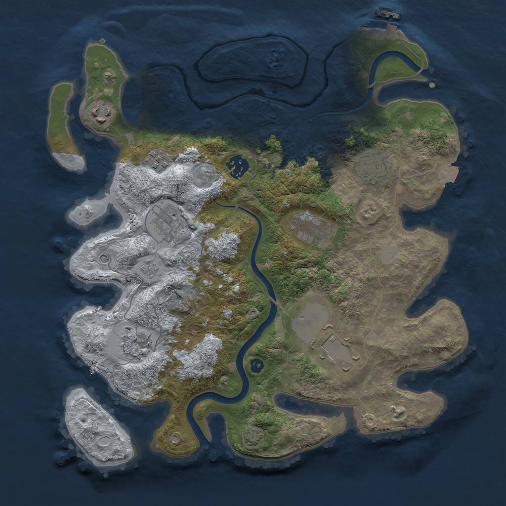 Rust Map: Procedural Map, Size: 3500, Seed: 173606197, 13 Monuments