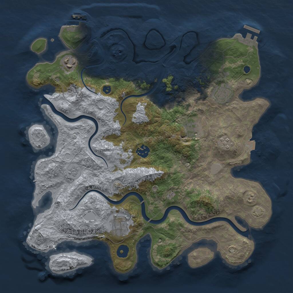 Rust Map: Procedural Map, Size: 3500, Seed: 763346757, 12 Monuments