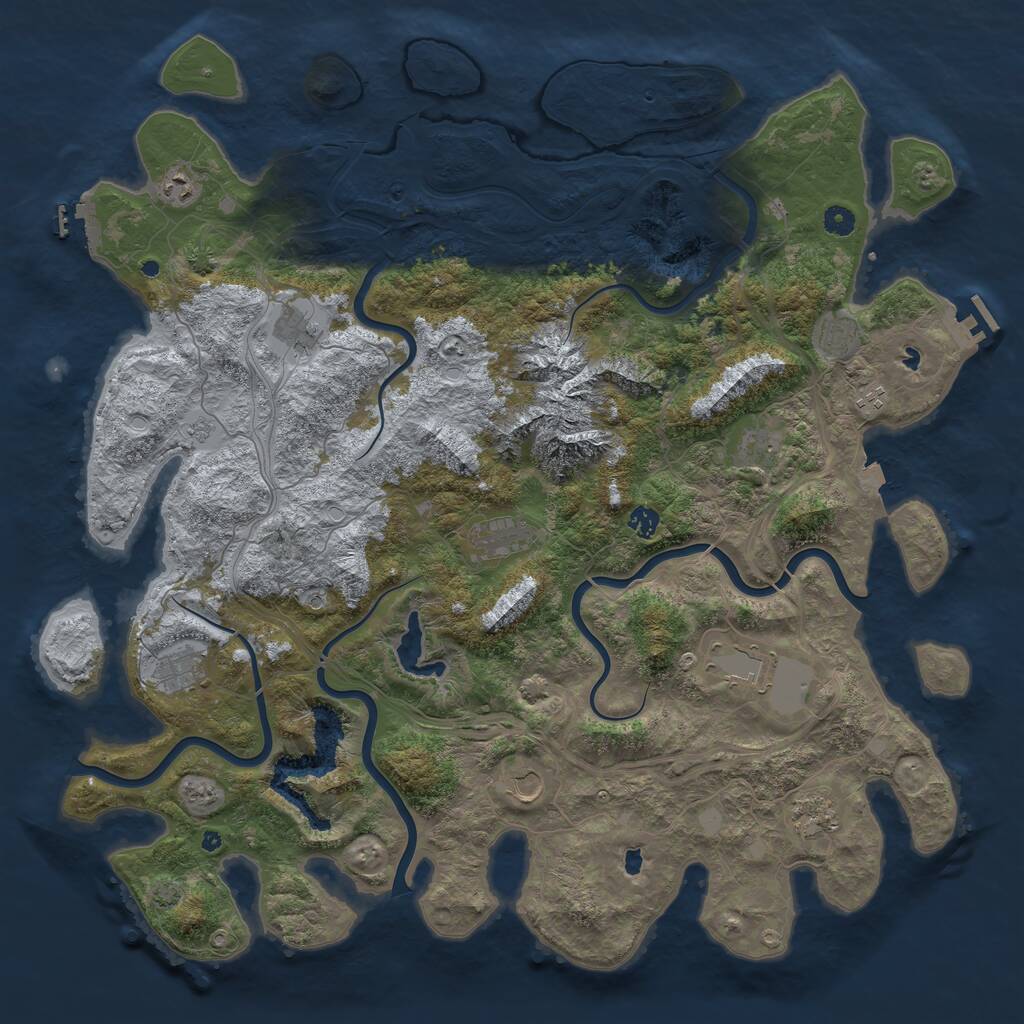Rust Map: Procedural Map, Size: 5000, Seed: 1996412907, 17 Monuments