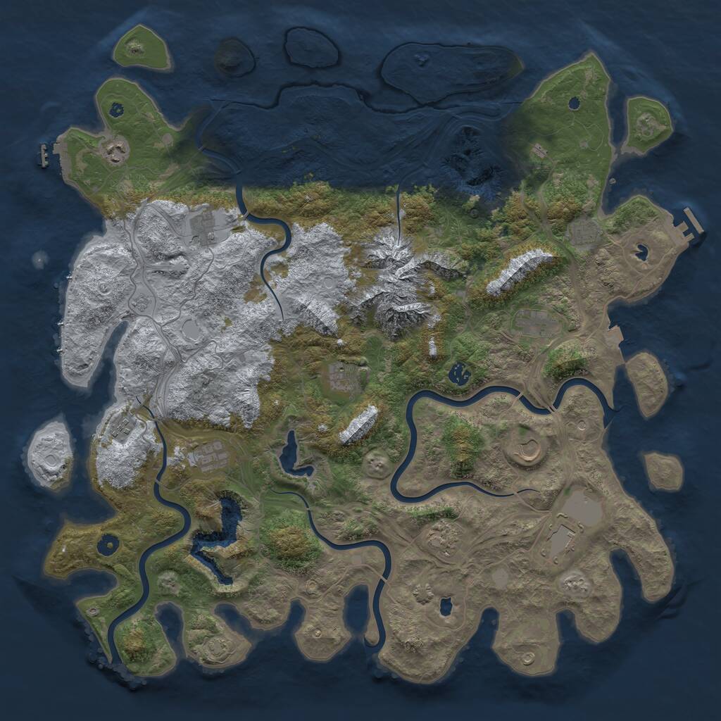 Rust Map: Procedural Map, Size: 5000, Seed: 1996412907, 17 Monuments