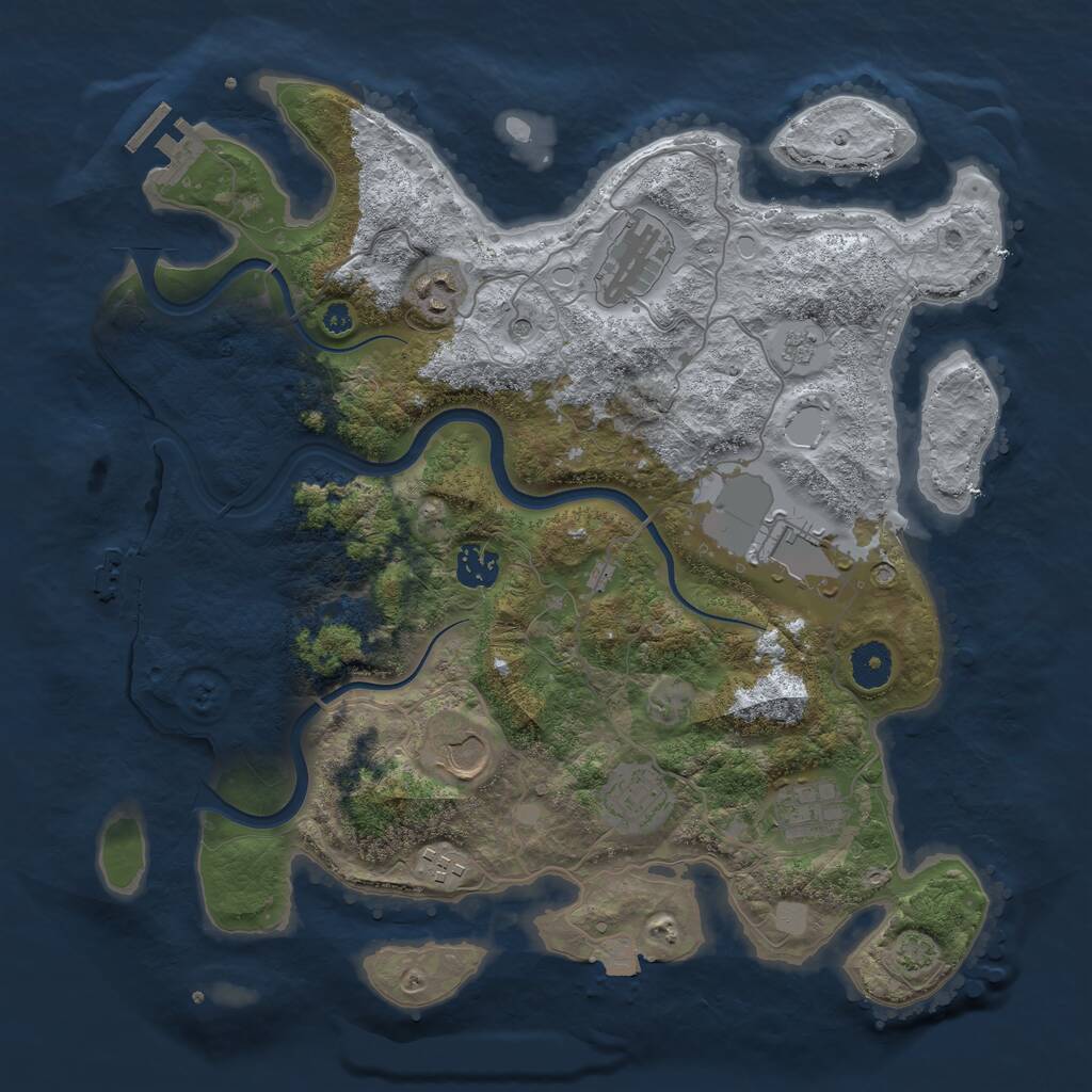 Rust Map: Procedural Map, Size: 3700, Seed: 10802, 14 Monuments