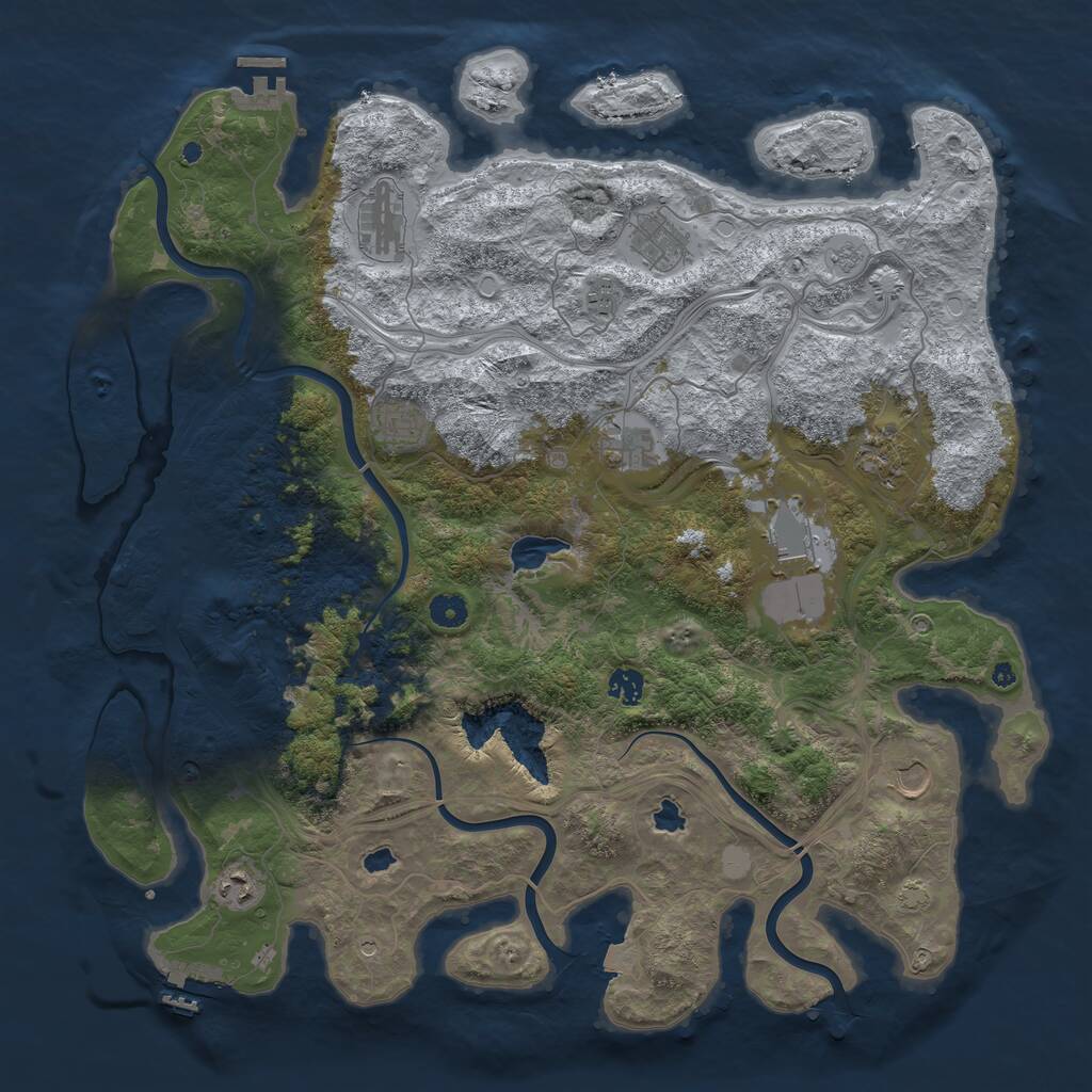 Rust Map: Procedural Map, Size: 4500, Seed: 180660886, 16 Monuments