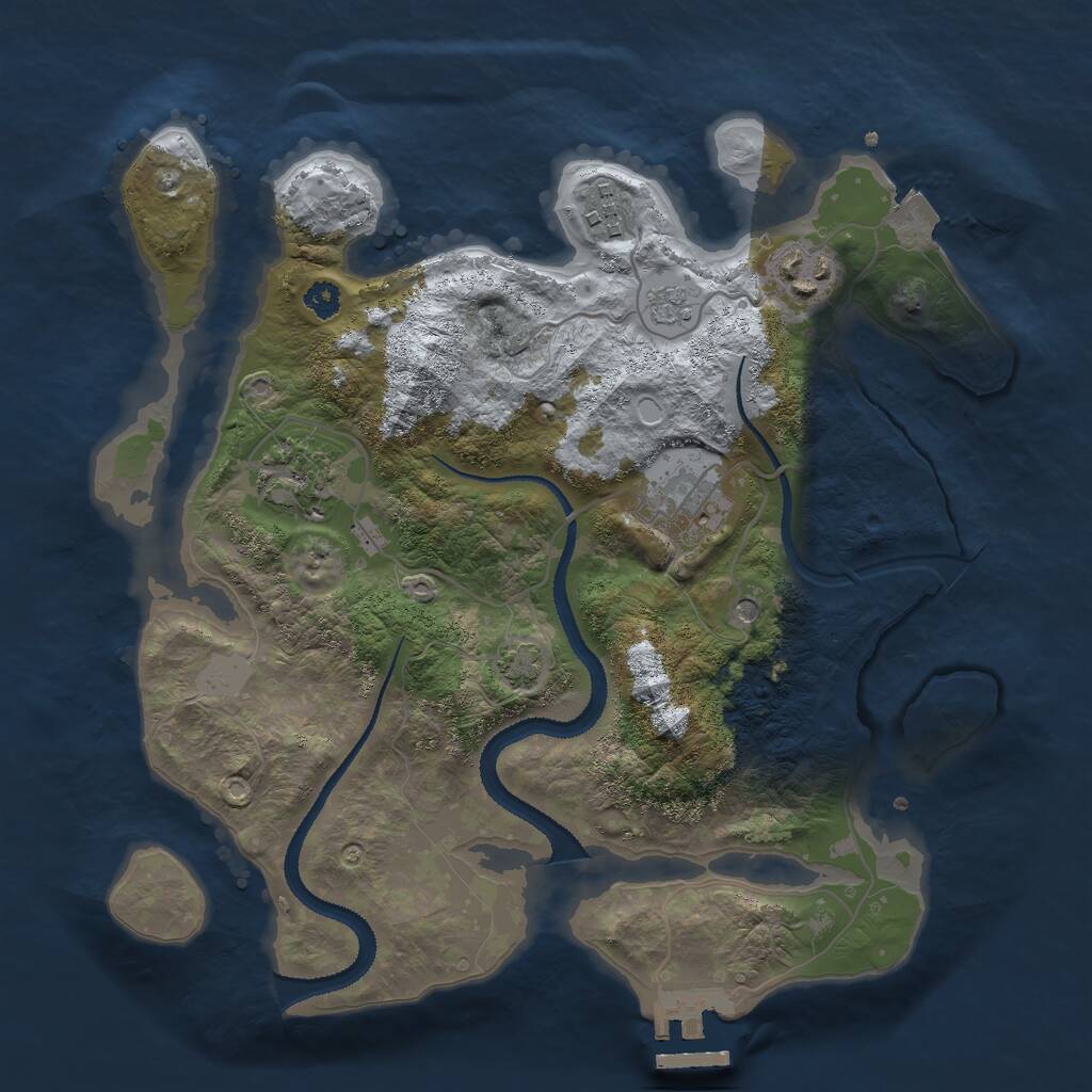 Rust Map: Procedural Map, Size: 3000, Seed: 123545323, 9 Monuments