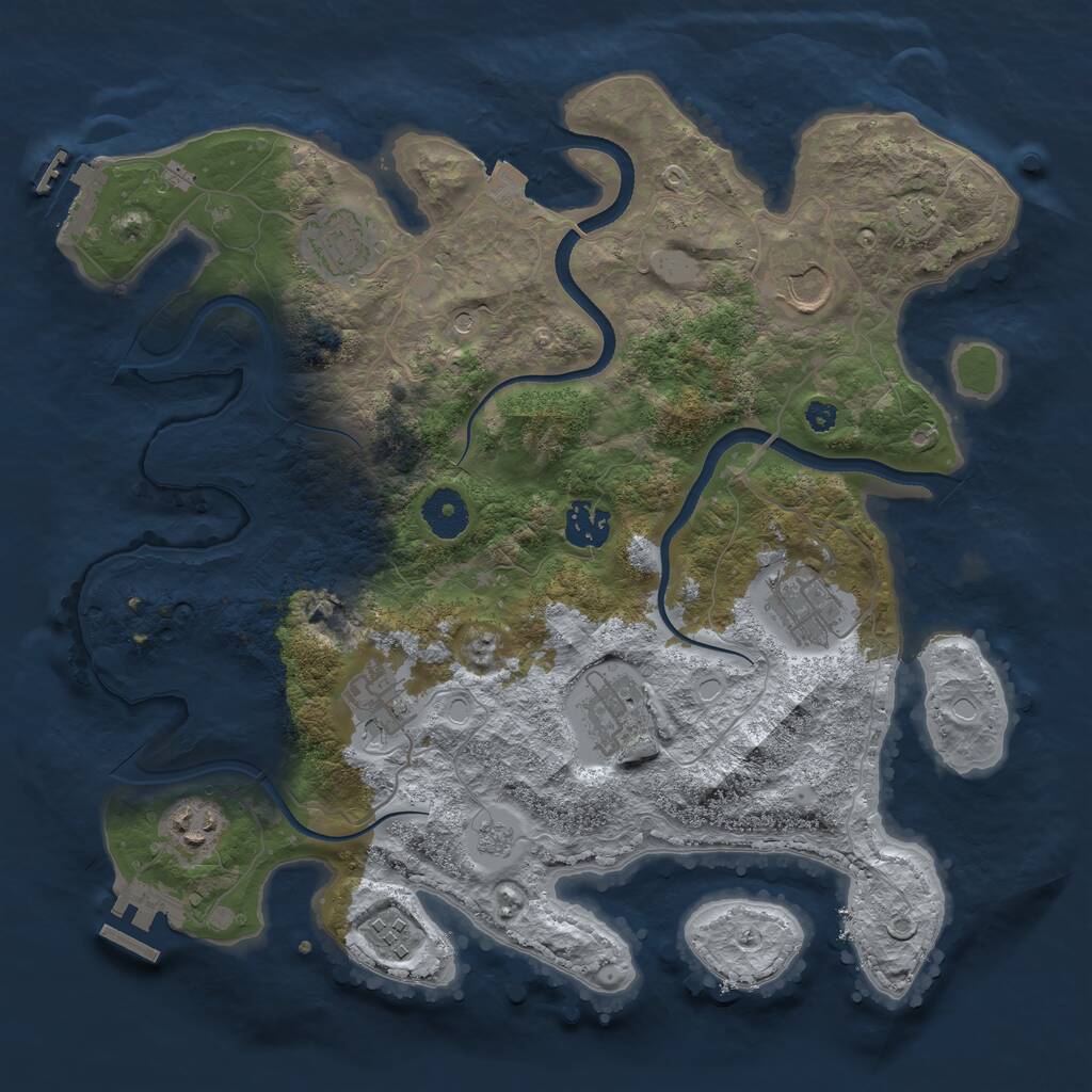 Rust Map: Procedural Map, Size: 3500, Seed: 15899391, 14 Monuments