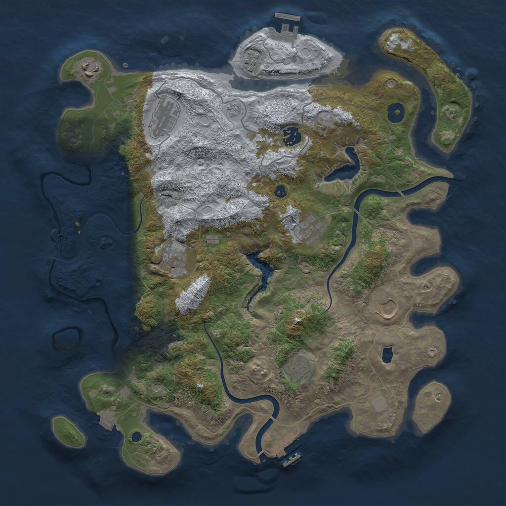 Rust Map: Procedural Map, Size: 4000, Seed: 666289708, 14 Monuments