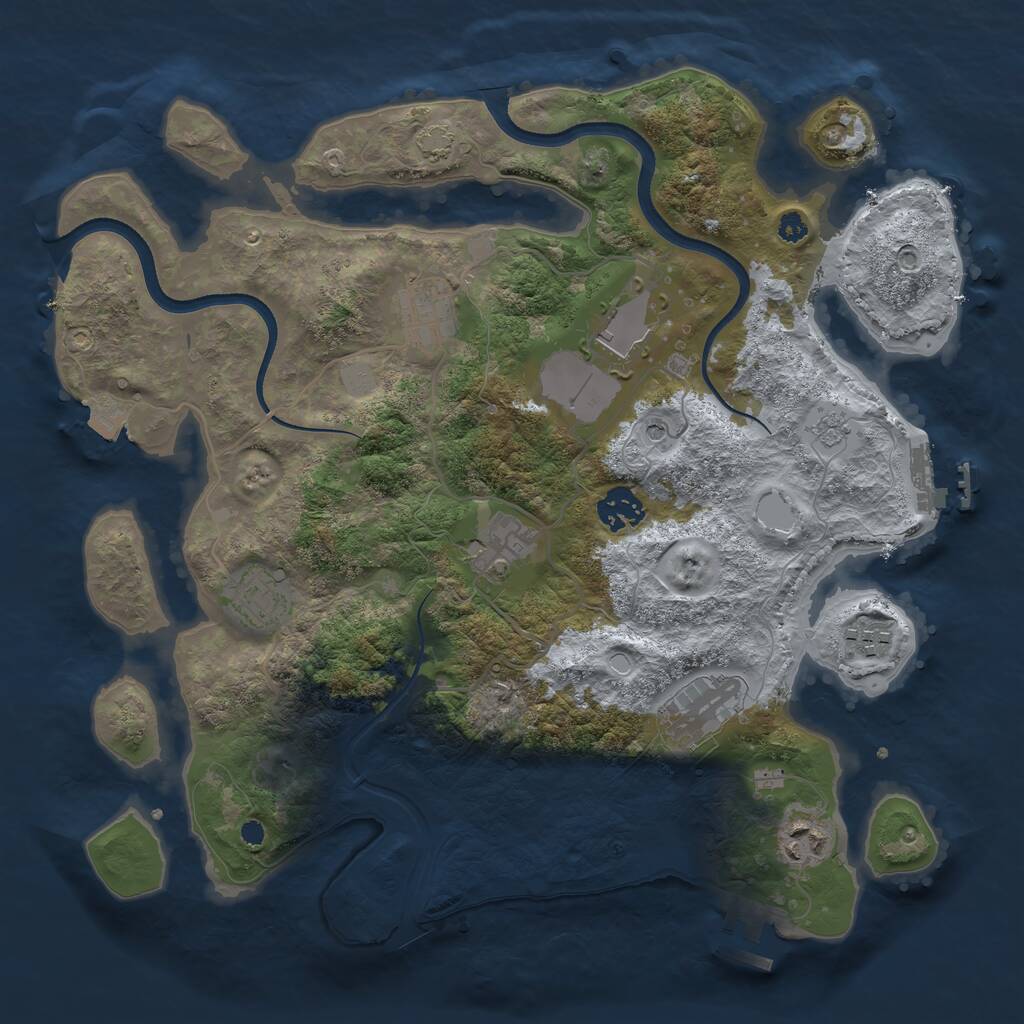 Rust Map: Procedural Map, Size: 3500, Seed: 843440680, 14 Monuments
