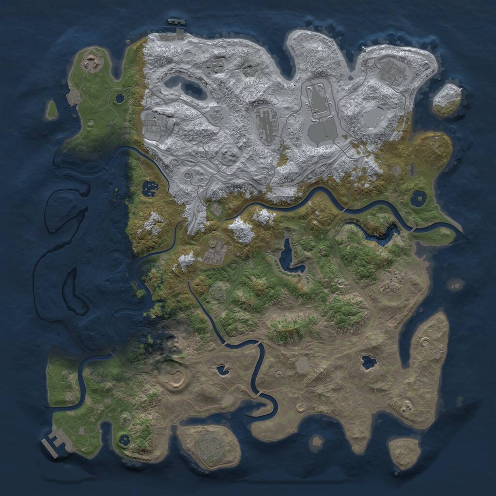 Rust Map: Procedural Map, Size: 4500, Seed: 2051654586, 17 Monuments