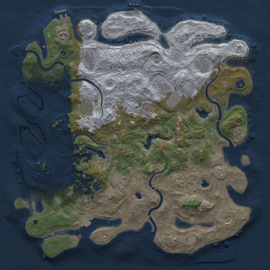 Rust Map: Procedural Map, Size: 4500, Seed: 1583235283, 17 Monuments