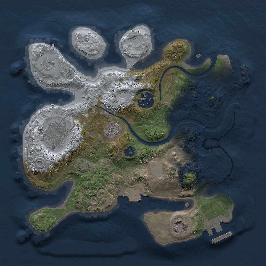 Rust Map: Procedural Map, Size: 2500, Seed: 798399744, 10 Monuments