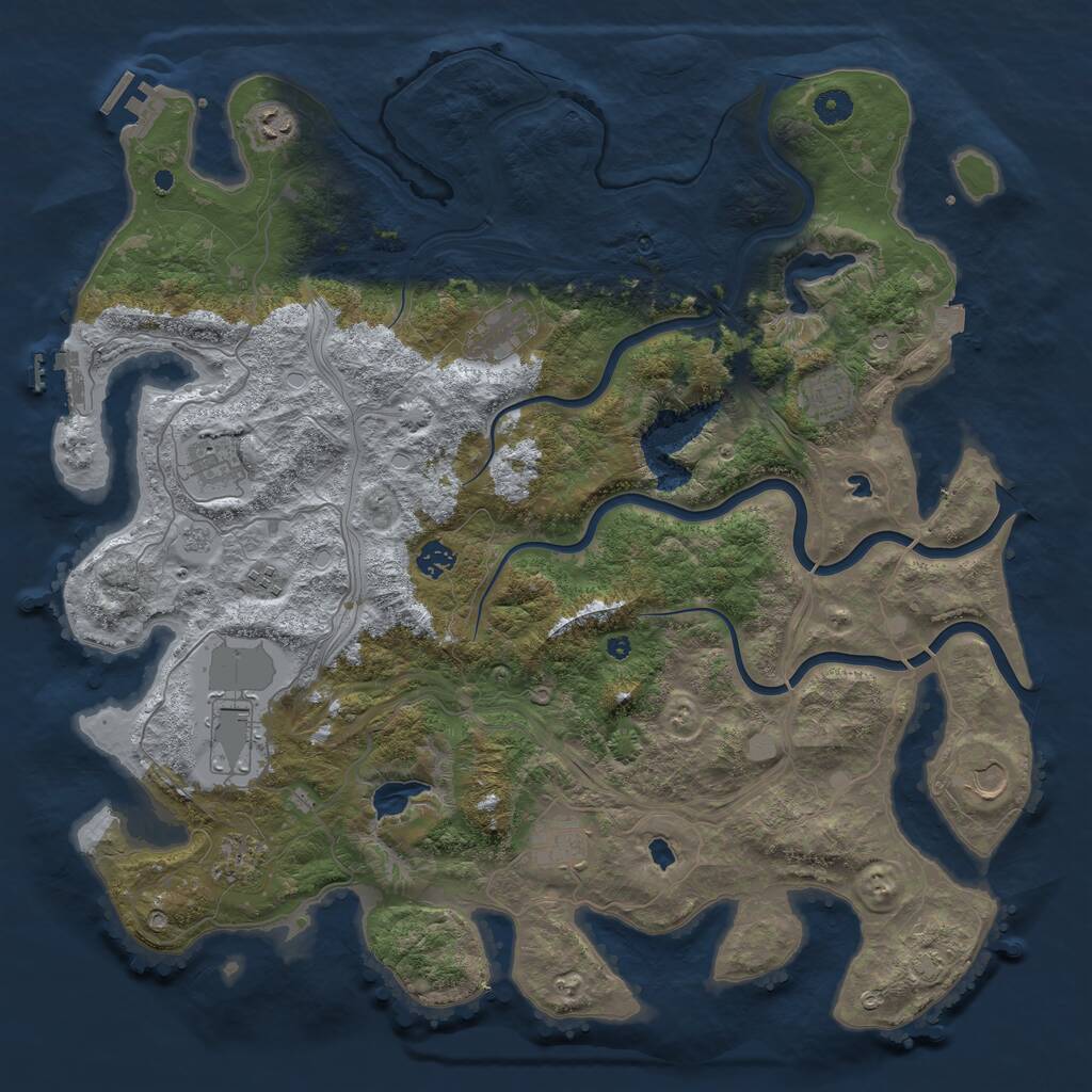 Rust Map: Procedural Map, Size: 4500, Seed: 1124326787, 16 Monuments