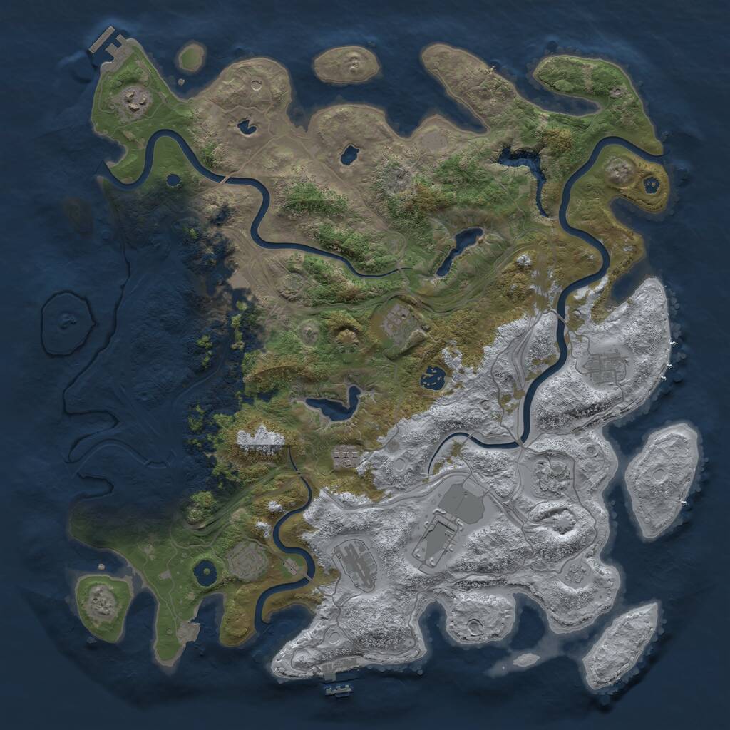 Rust Map: Procedural Map, Size: 4500, Seed: 484858967, 16 Monuments