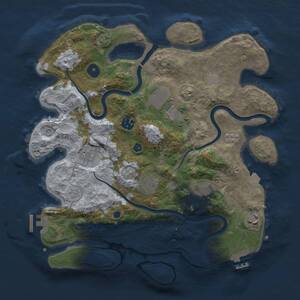 Thumbnail Rust Map: Procedural Map, Size: 3500, Seed: 33719, 13 Monuments