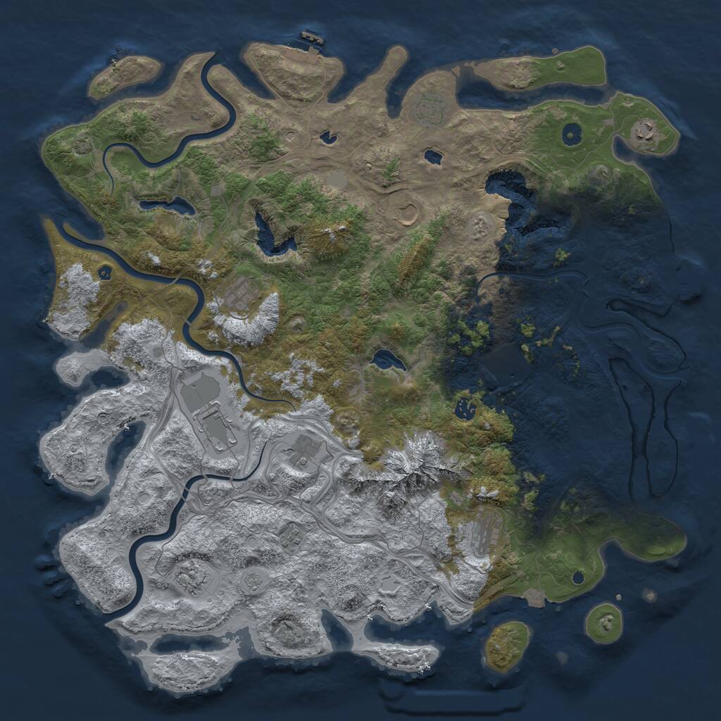 Rust Map: Procedural Map, Size: 5000, Seed: 572500189, 17 Monuments
