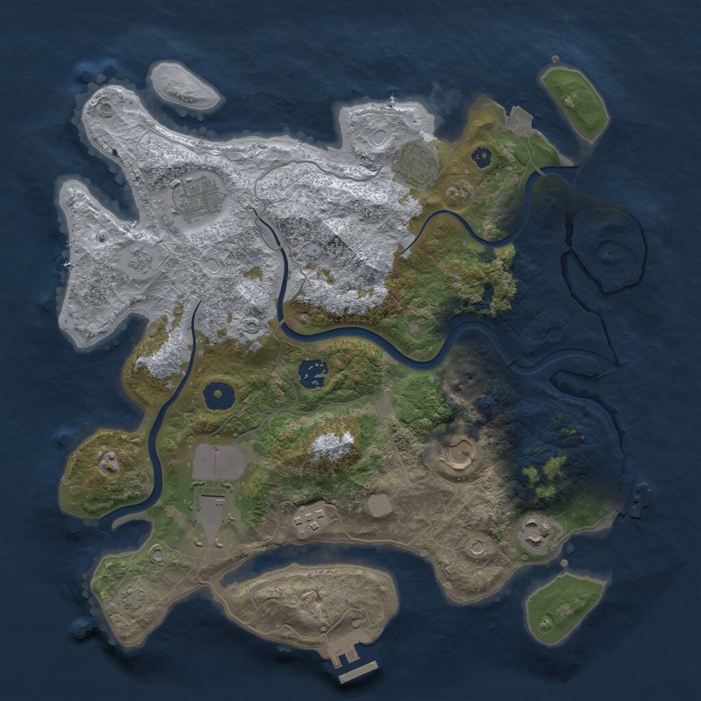 Rust Map: Procedural Map, Size: 3500, Seed: 2014264580, 13 Monuments