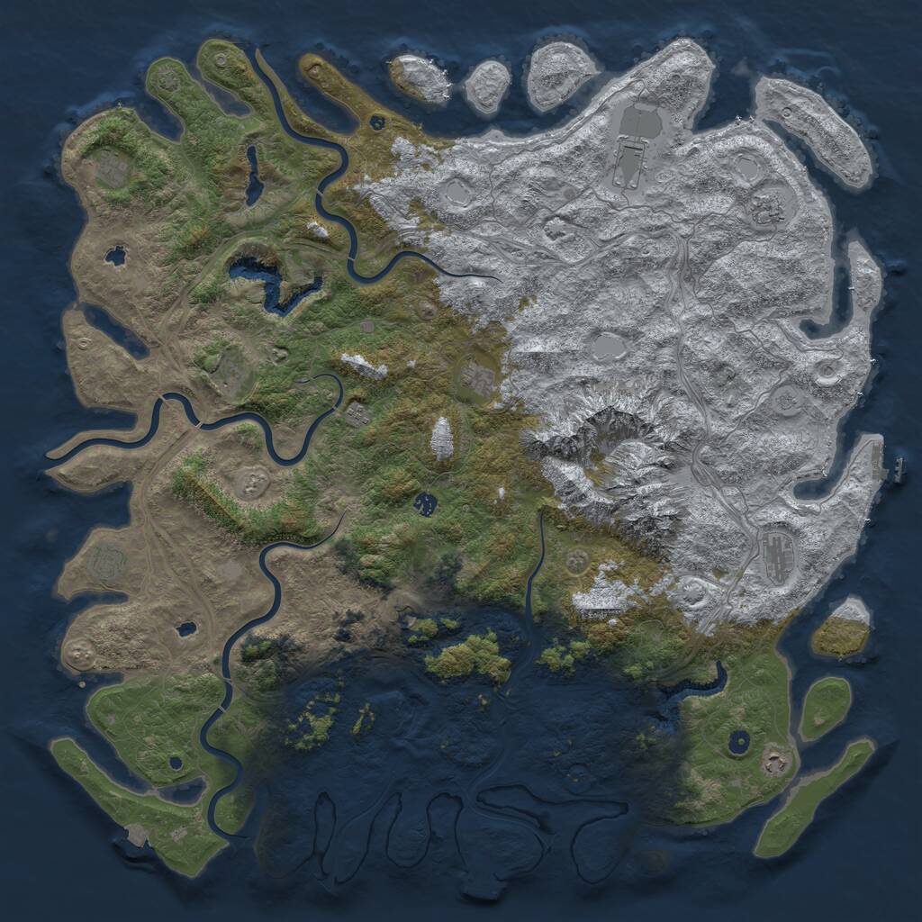 Rust Map: Procedural Map, Size: 6000, Seed: 12042010, 17 Monuments