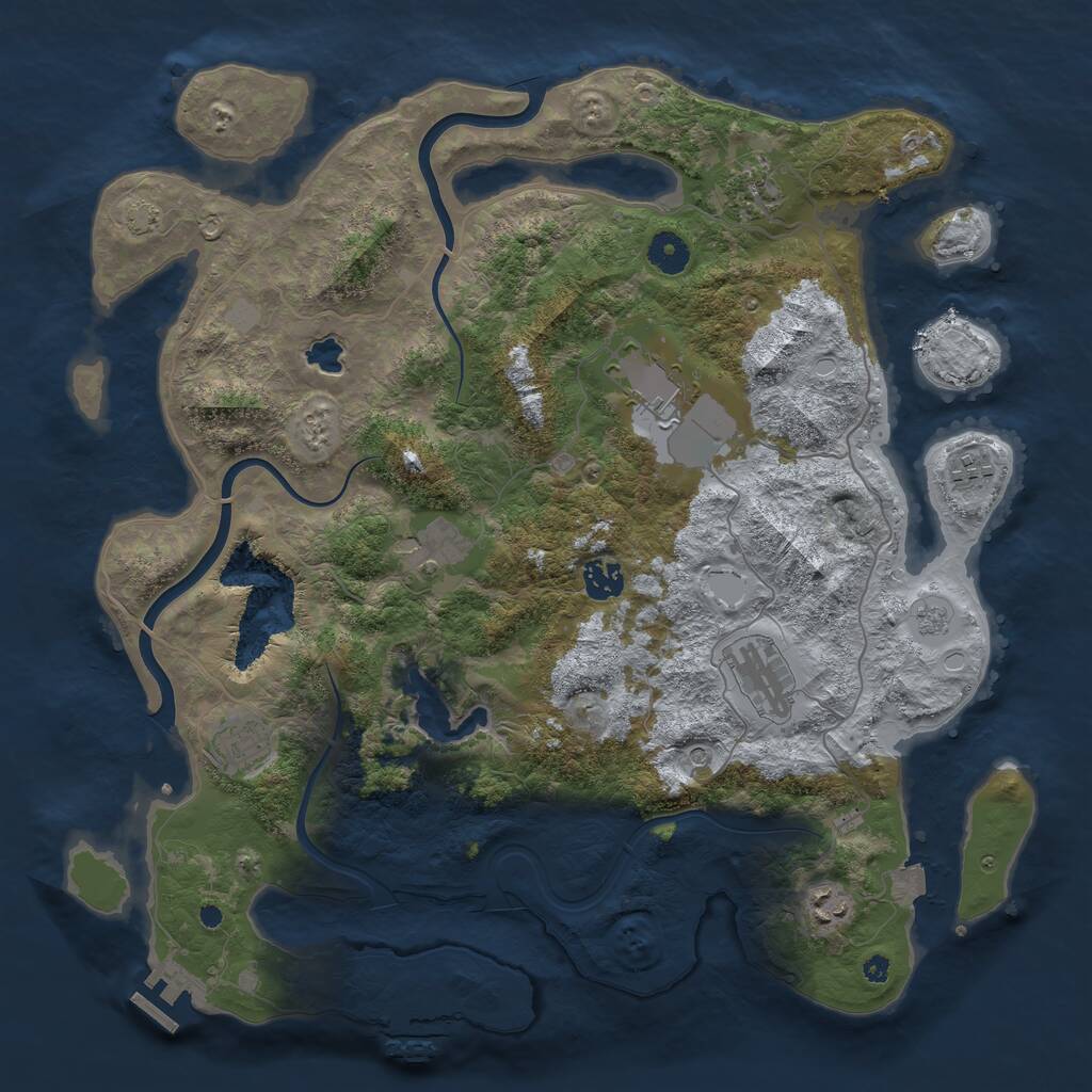Rust Map: Procedural Map, Size: 4000, Seed: 605754147, 14 Monuments