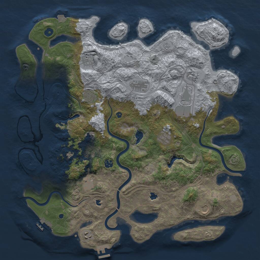 Rust Map: Procedural Map, Size: 4500, Seed: 730891887, 17 Monuments