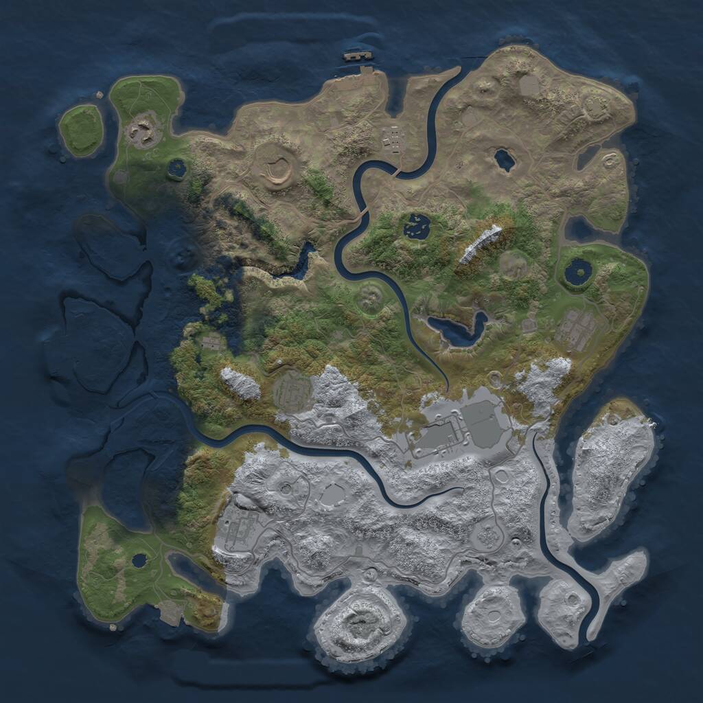 Rust Map: Procedural Map, Size: 4000, Seed: 1945901402, 14 Monuments