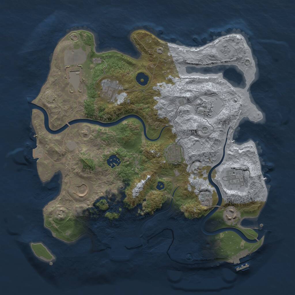 Rust Map: Procedural Map, Size: 3500, Seed: 1709180091, 15 Monuments