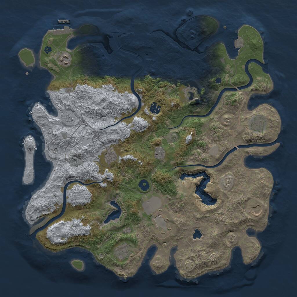 Rust Map: Procedural Map, Size: 4100, Seed: 837465, 15 Monuments