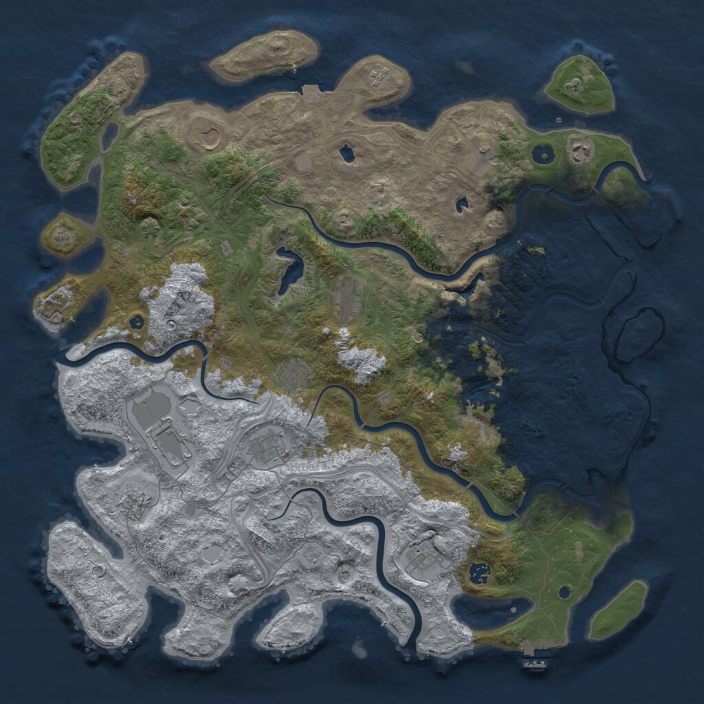 Rust Map: Procedural Map, Size: 4900, Seed: 83227465, 17 Monuments