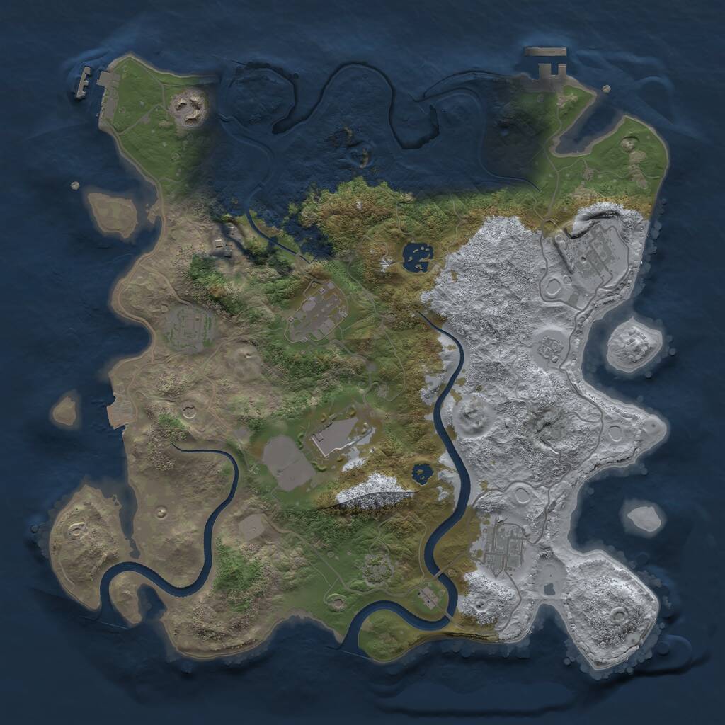 Rust Map: Procedural Map, Size: 3500, Seed: 697536067, 14 Monuments