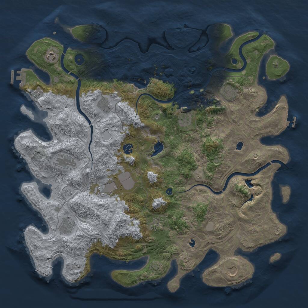 Rust Map: Procedural Map, Size: 4500, Seed: 23132230, 17 Monuments