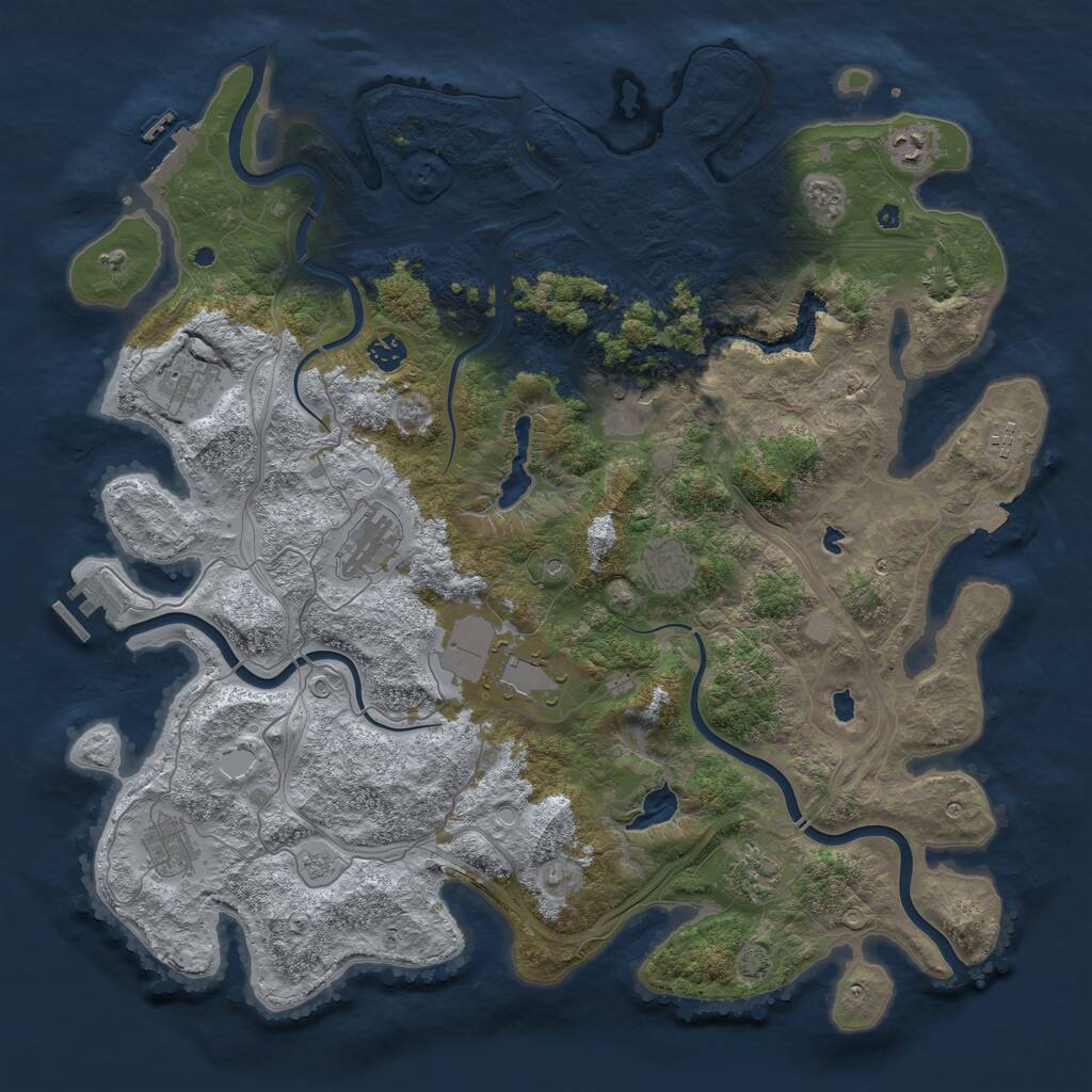 Rust Map: Procedural Map, Size: 4500, Seed: 752855911, 16 Monuments