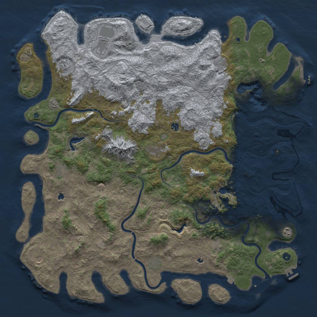 Rust Map: Procedural Map, Size: 6000, Seed: 876583027, 17 Monuments